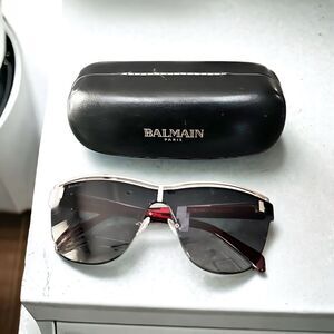 BALMAIN Sunglasses with Red Frames 70MM + Case, NWT